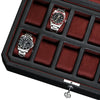 Rothwell 12 Slot Watch Box (Black / Red)