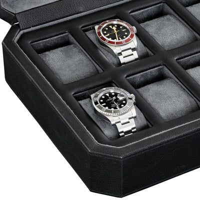 Rothwell 12 Slot Watch Box (Black / Grey)