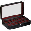 Rothwell 12 Slot Watch Box (Black / Red)