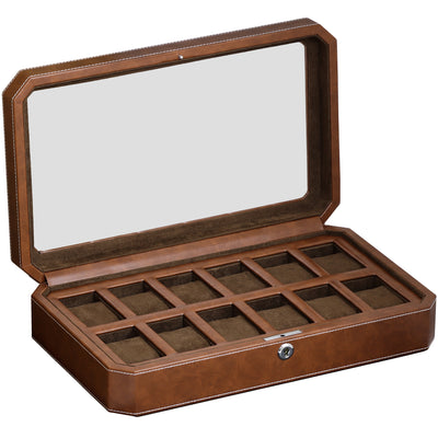 Rothwell 12 Slot Watch Box (Tan / Brown)