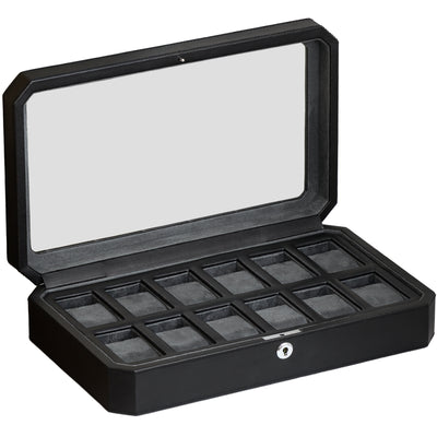 Rothwell 12 Slot Watch Box (Black / Grey)