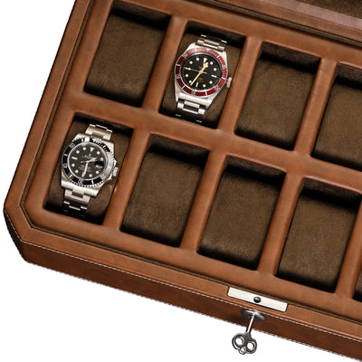 Rothwell 12 Slot Watch Box (Tan / Brown)