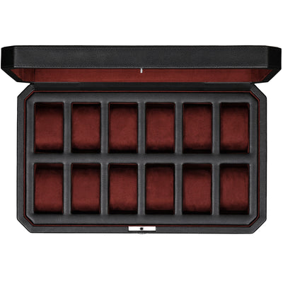 Rothwell 12 Slot Watch Box (Black / Red)