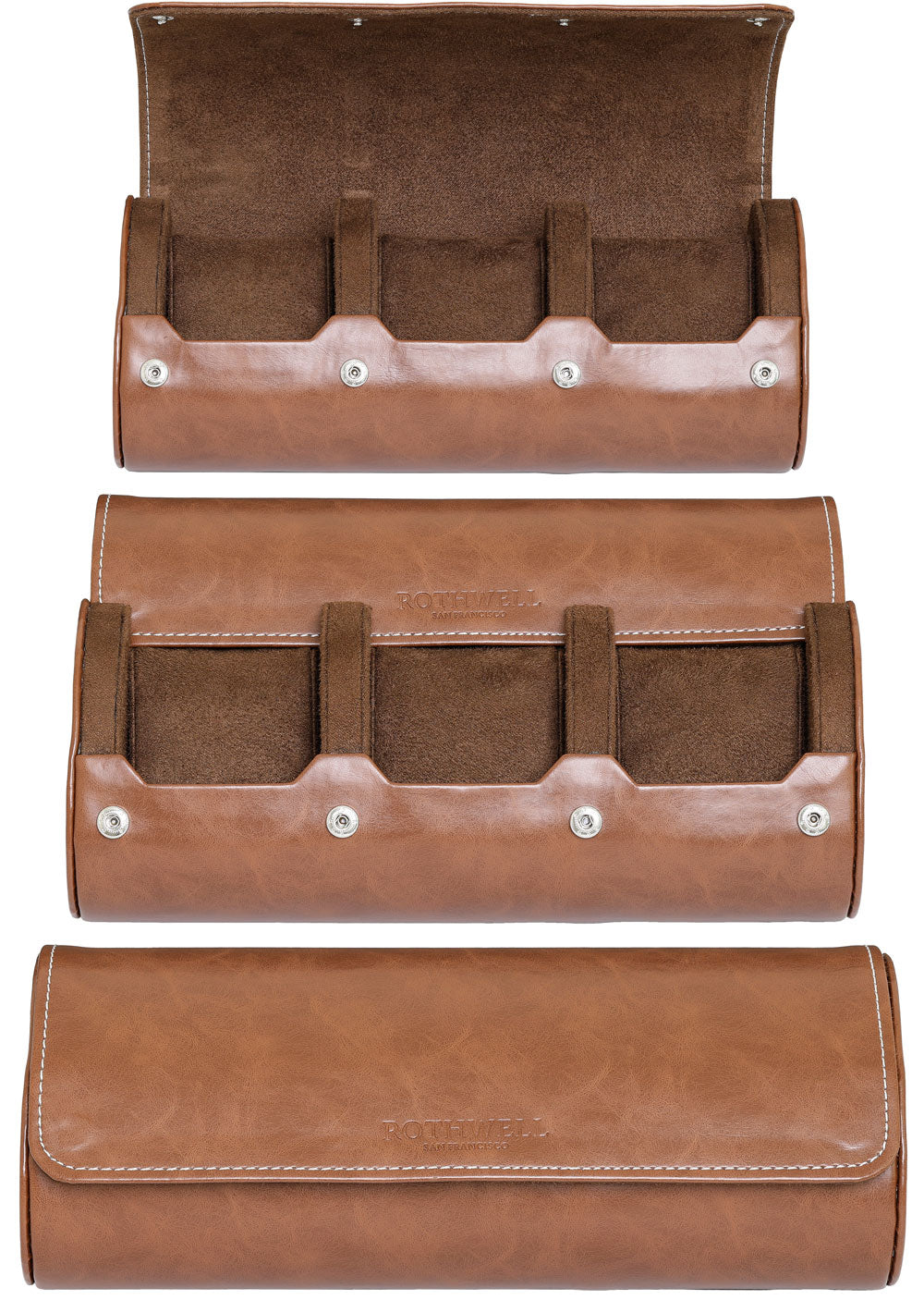 Rothwell 3 Watch Roll (Brown / Tan)