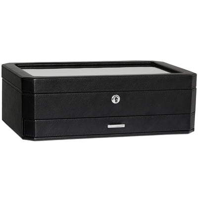 Rothwell 12 Slot Watch Box With Valet Drawer (Black / Grey)