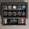 Rothwell 10 Slot Watch Box With Drawer (Black / Grey)