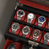 Rothwell 10 Slot Watch Box With Drawer (Black / Red)