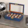 Rothwell 10 Slot Watch Box (Blue / Tan)