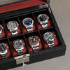 Rothwell 10 Slot Watch Box (Black / Red)