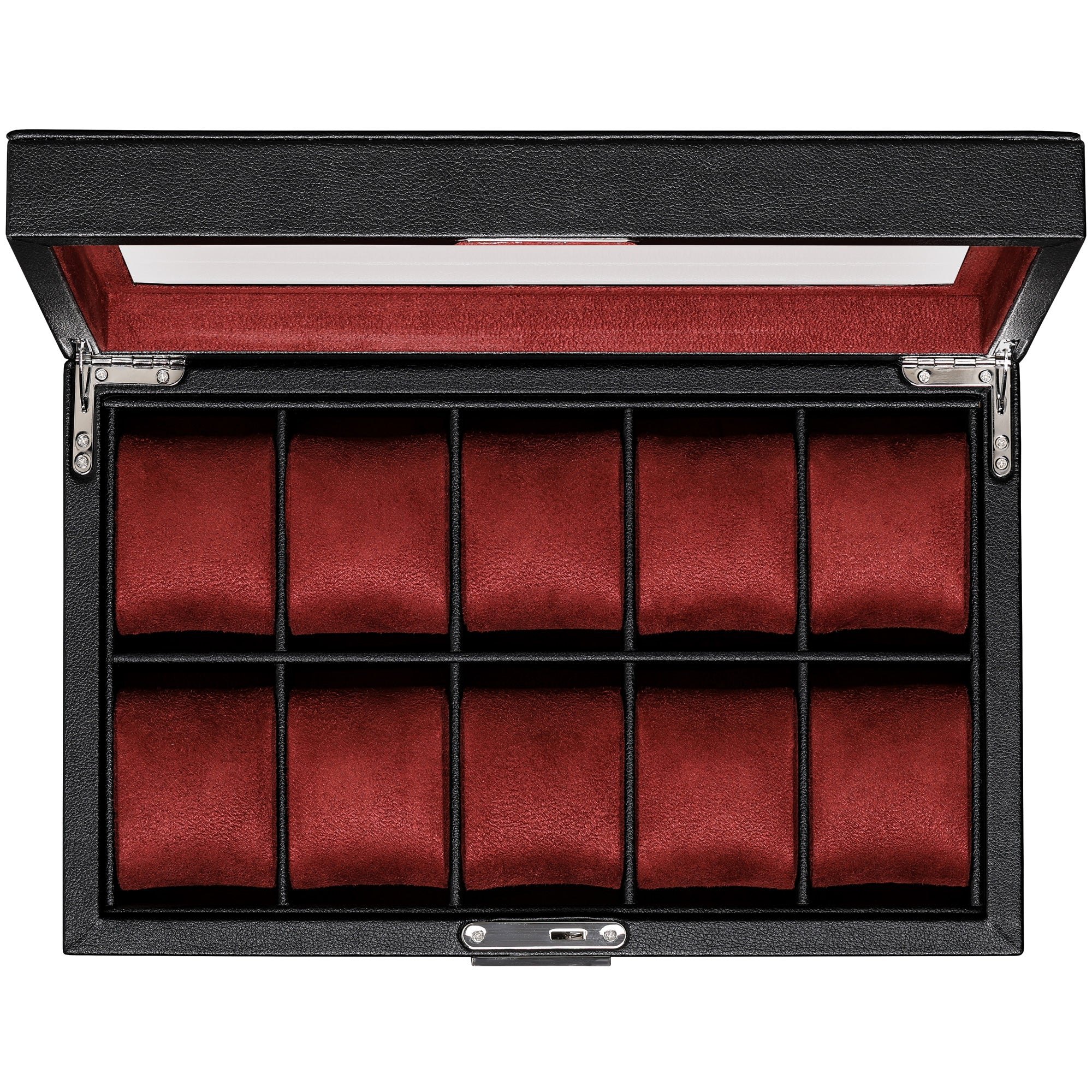 Rothwell 10 Slot Watch Box (Black / Red)
