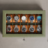 Rothwell 10 Slot Watch Box (Green / Tan)