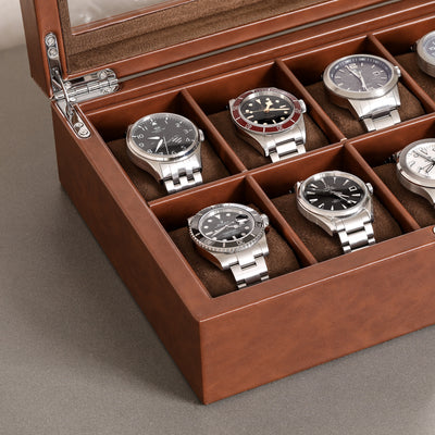 Rothwell 10 Slot Watch Box (Tan / Brown)