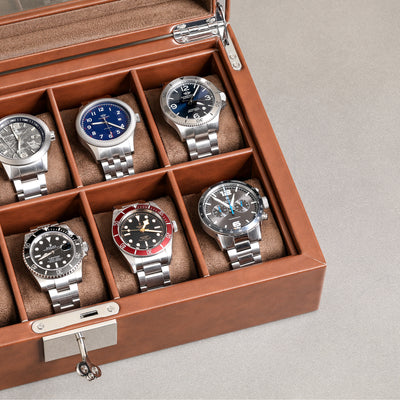 Rothwell 10 Slot Watch Box (Tan / Brown)