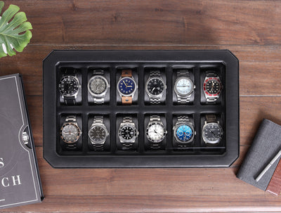 Rothwell 12 Slot Watch Box (Black / Grey)