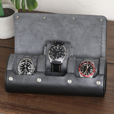 Rothwell 3 Watch Roll (Black / Grey)