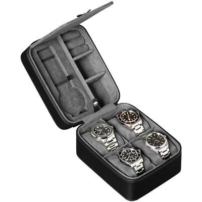 Rothwell 5 Watch Travel Case (Black / Grey)