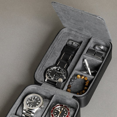 Rothwell 5 Watch Travel Case (Black / Grey)