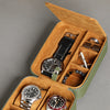 Rothwell 5 Watch Travel Case (Green / Tan)