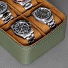 Rothwell 5 Watch Travel Case (Green / Tan)